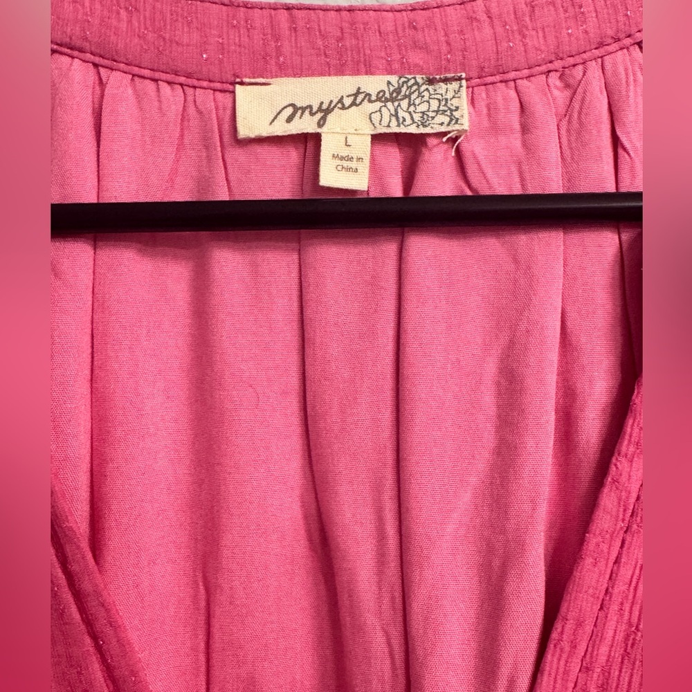 Mystree Hot Pink Tiered Midi Dress with Matching Metallic Pink Thread (Size L) - Picture 6 of 10